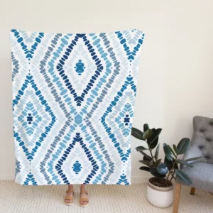 Blue And White Marine Batik Fleece Blanket