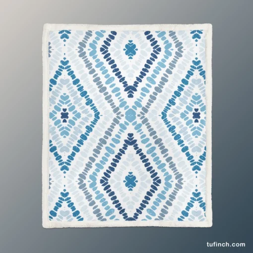 Blue And White Marine Batik Sherpa Fleece Blanket 1