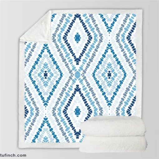 Blue And White Marine Batik Sherpa Fleece Blanket