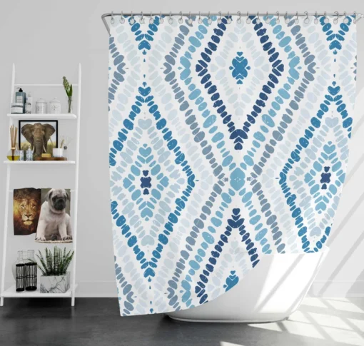 Blue And White Marine Batik Shower Curtain