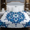 Blue Azulejo Pattern On White Background Duvet Cover