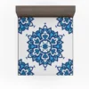 Blue Azulejo Pattern On White Background Fitted Sheet