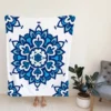 Blue Azulejo Pattern On White Background Fleece Blanket