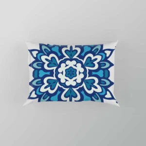 Blue Azulejo Pattern On White Background Pillow Case