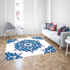 Blue Azulejo Pattern On White Background Rug 2