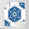 Blue Azulejo Pattern On White Background Sherpa Fleece Blanket