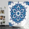 Blue Azulejo Pattern On White Background Shower Curtain