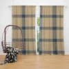 Blue Beige Tartan Plaid Curtain