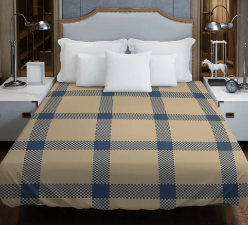 Blue Beige Tartan Plaid Duvet Cover