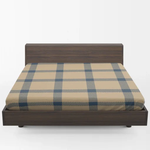 Blue Beige Tartan Plaid Fitted Sheet 1