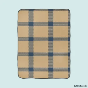 Blue Beige Tartan Plaid Fleece Blanket 1