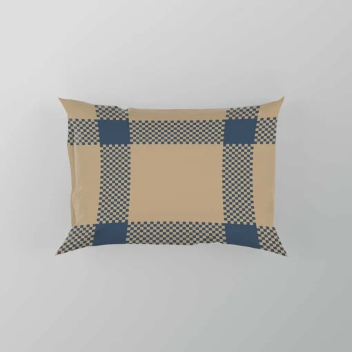 Blue Beige Tartan Plaid Pillow Case