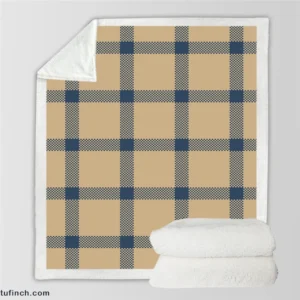 Blue Beige Tartan Plaid Sherpa Fleece Blanket