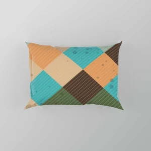 Blue Brown Diamond Patchwork Pattern Pillow Case