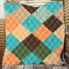 Blue Brown Diamond Patchwork Pattern Quilt Blanket