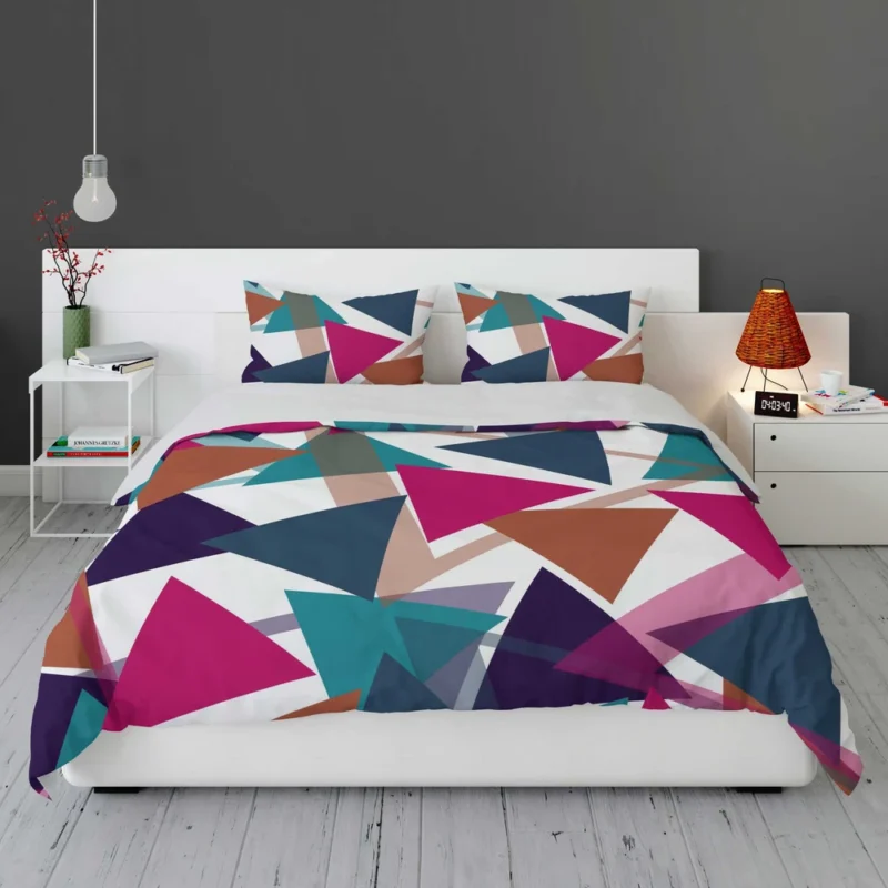 Blue Brown Diamond Triangle Bedding Set 1