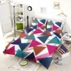 Blue Brown Diamond Triangle Bedding Set