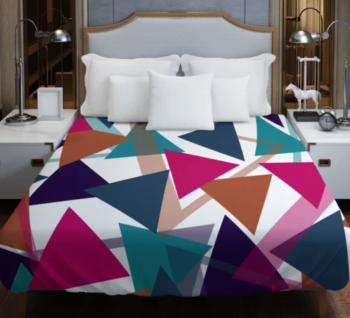 Blue Brown Diamond Triangle Duvet Cover