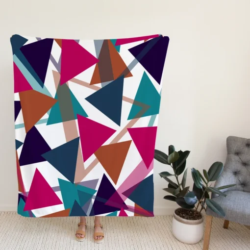 Blue Brown Diamond Triangle Fleece Blanket