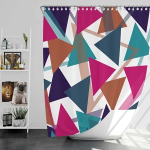 Blue Brown Diamond Triangle Shower Curtain