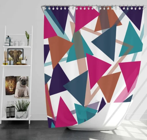 Blue Brown Diamond Triangle Shower Curtain