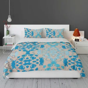 Blue Colored Pattern On Grey Bedding Set 1