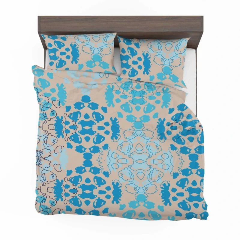 Blue Colored Pattern On Grey Bedding Set 2