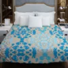 Blue Colored Pattern On Grey Duvet Cover