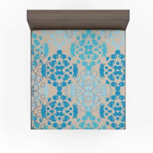 Blue Colored Pattern On Grey Fitted Sheet