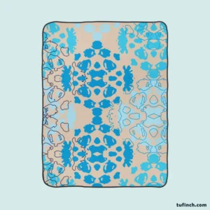 Blue Colored Pattern On Grey Fleece Blanket 1