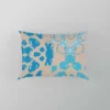 Blue Colored Pattern On Grey Pillow Case