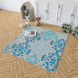 Blue Colored Pattern On Grey Rug 1