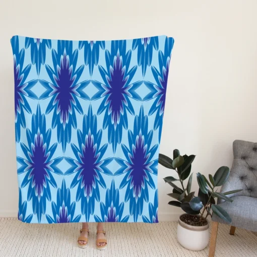 Blue Cornflower Pattern Fleece Blanket