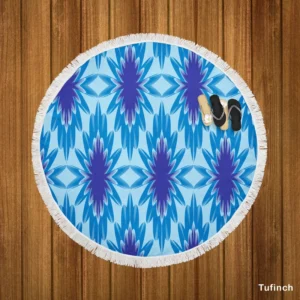 Blue Cornflower Pattern Round Beach Towel