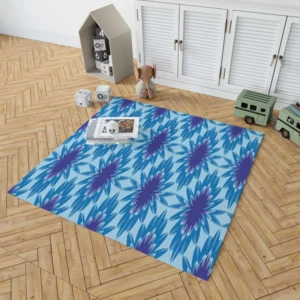 Blue Cornflower Pattern Rug 1