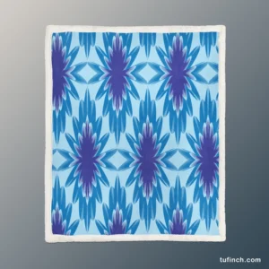 Blue Cornflower Pattern Sherpa Fleece Blanket 1