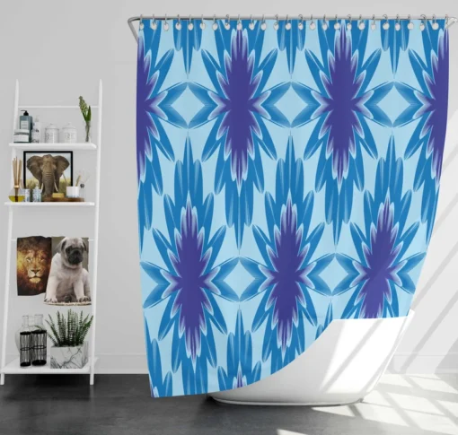 Blue Cornflower Pattern Shower Curtain