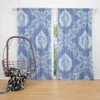 Blue Damask Texture Curtain