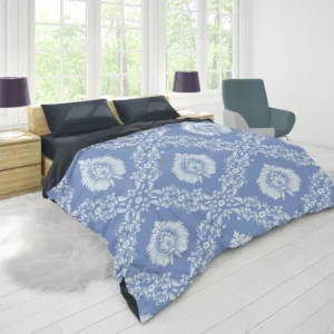 Blue Damask Texture Duvet Cover 1