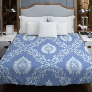 Blue Damask Texture Duvet Cover