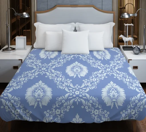 Blue Damask Texture Duvet Cover