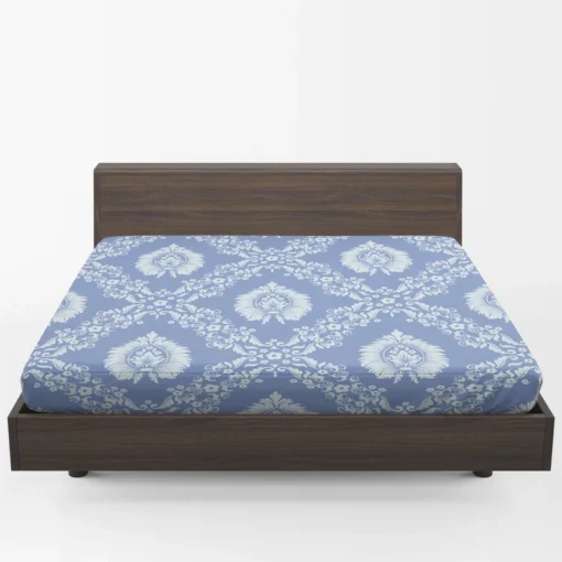 Blue Damask Texture Fitted Sheet 1