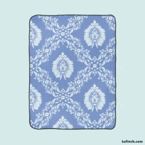 Blue Damask Texture Fleece Blanket 1