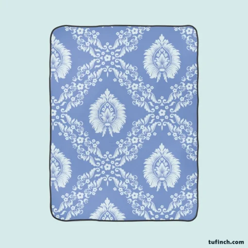 Blue Damask Texture Fleece Blanket 1