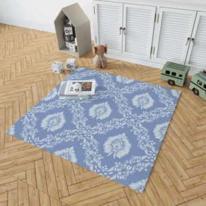 Blue Damask Texture Rug 1