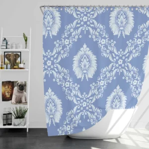 Blue Damask Texture Shower Curtain