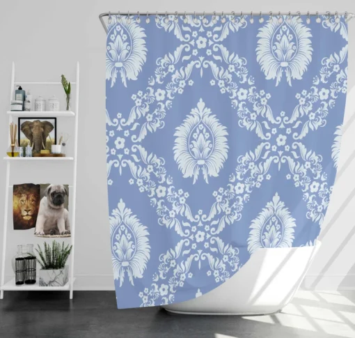 Blue Damask Texture Shower Curtain