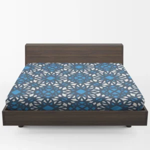 Blue Ethnic Artwork On White Fitted Sheet 1