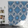 Blue Ethnic Artwork On White Shower Curtain