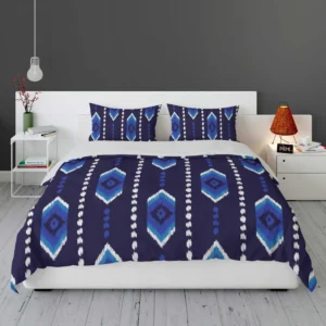 Blue Ethnic Ikat Art Bedding Set 1